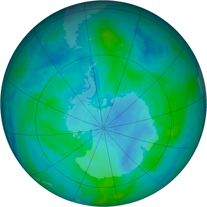 Antarctic ozone map for 15 February 2002